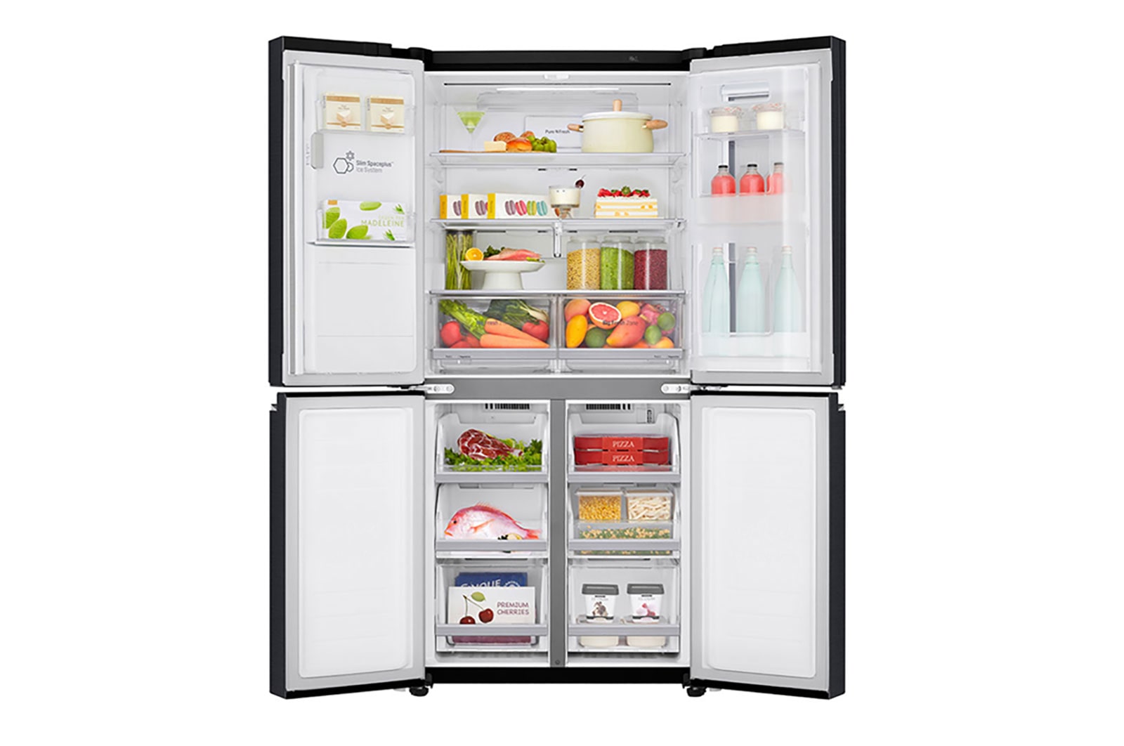 LG Frigorífico Americano de 4 portas | 508 L | Etiqueta energética F | InstaView? | Door-in-Door? | DoorCooLing+?, GMX844MCKV