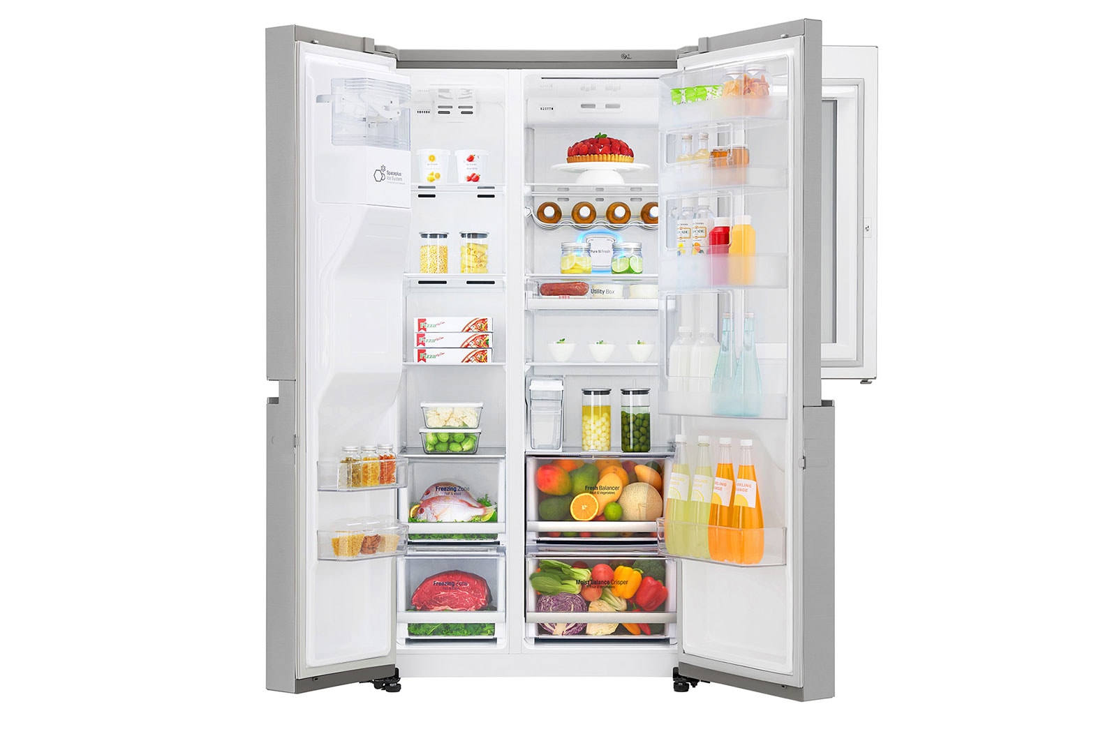 LG Frigorífico Americano LG GSX961NSVZ, 625 litros, eficiência energética F, InstaView?, Door in Door?, Pure N Fresh?, Door Cooling+?, dispensador sem canaliza??o, Noble Steel, GSX961NSVZ