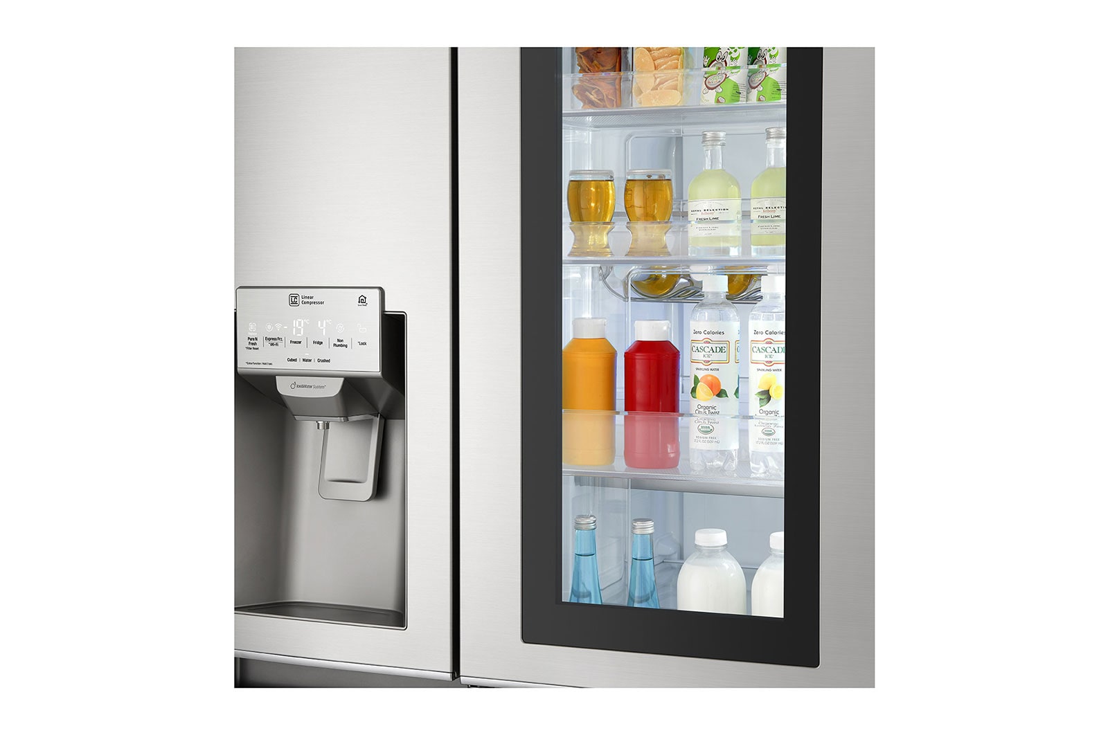 LG Frigorífico Americano LG GSX961NSVZ, 625 litros, eficiência energética F, InstaView?, Door in Door?, Pure N Fresh?, Door Cooling+?, dispensador sem canaliza??o, Noble Steel, GSX961NSVZ