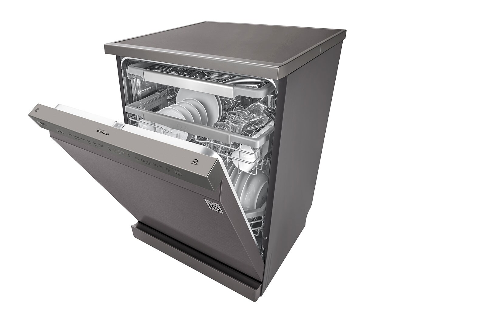 LG Máquina de lavar loi?a LG DF325FP, QuadWash?, 3 cestos reguláveis, eficiência energética E, inox, DF325FP