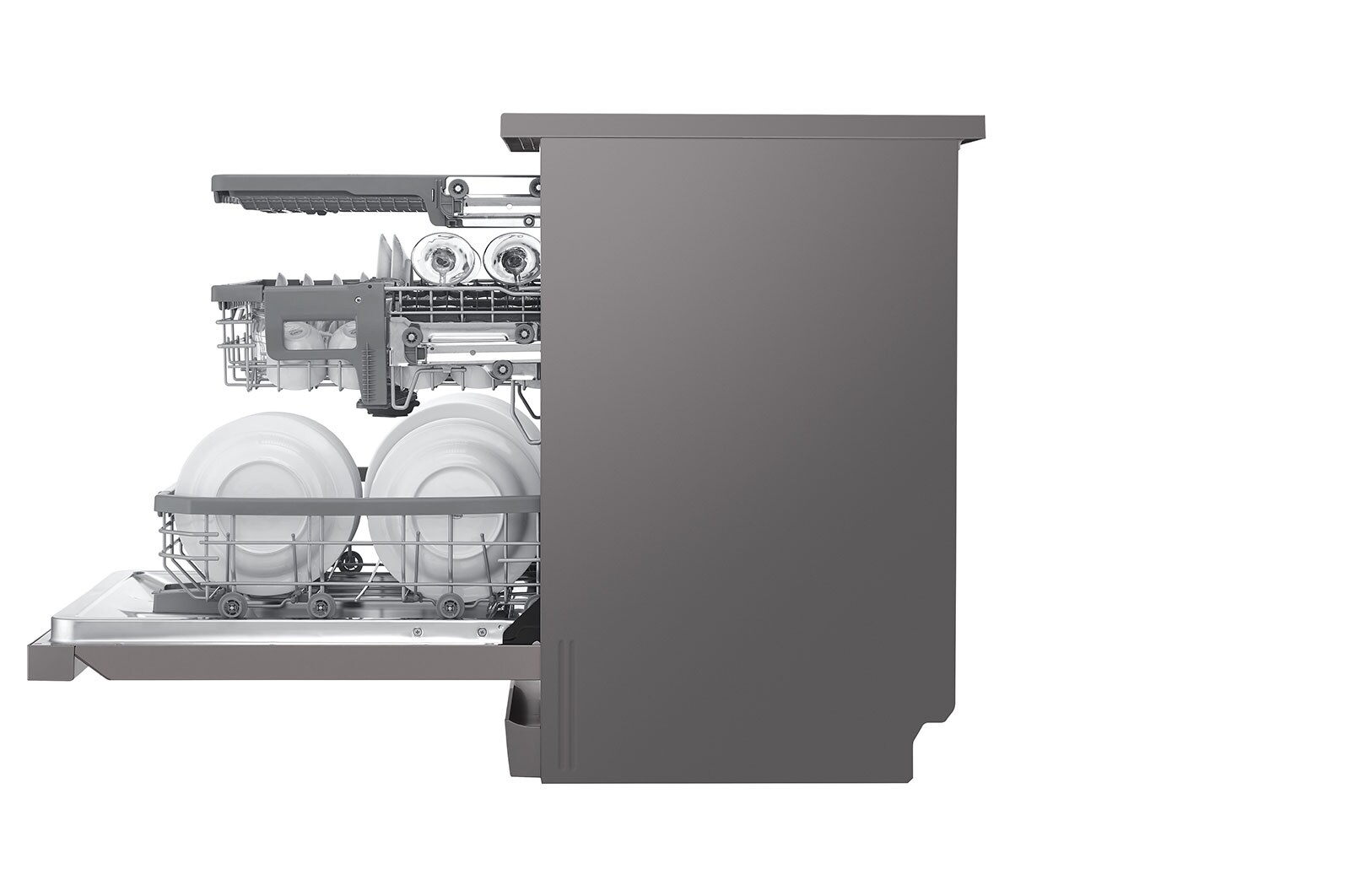 LG Máquina de lavar loi?a LG DF325FP, QuadWash?, 3 cestos reguláveis, eficiência energética E, inox, DF325FP