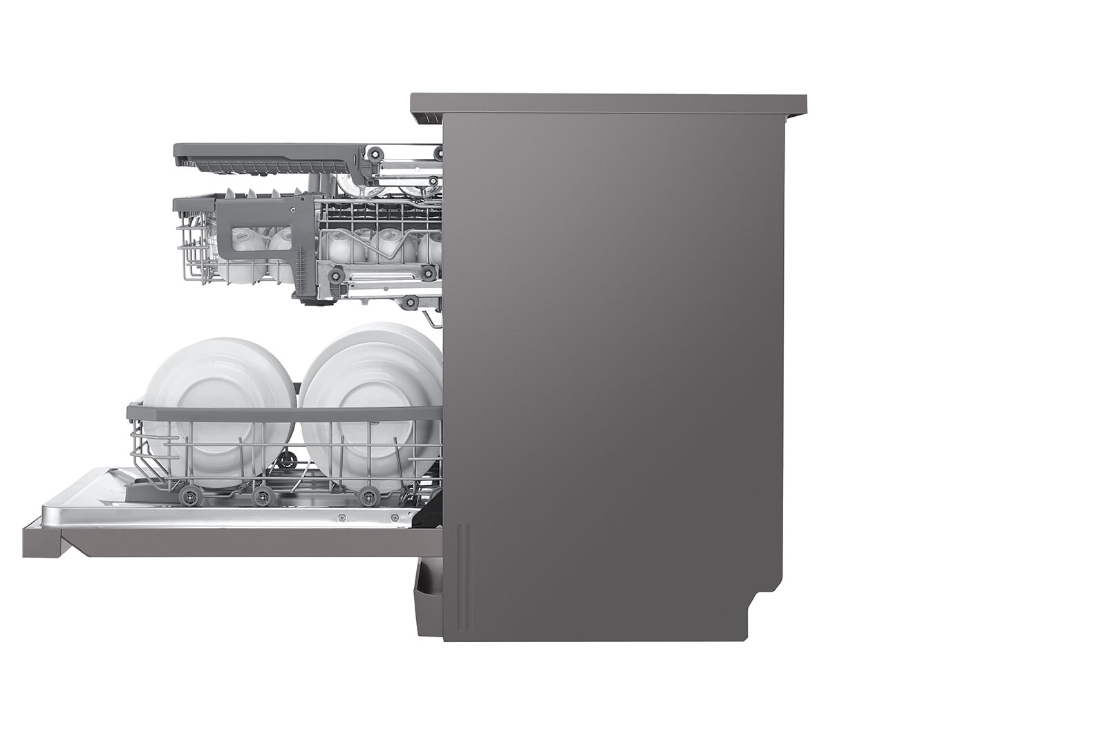 LG Máquina de lavar loi?a LG DF325FP, QuadWash?, 3 cestos reguláveis, eficiência energética E, inox, DF325FP