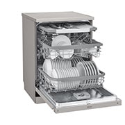 LG Máquina de lavar loi?a LG DF325FPS, QuadWash?, 3 cestos reguláveis, eficiência energética E, TrueSteam?, inox, DF325FPS