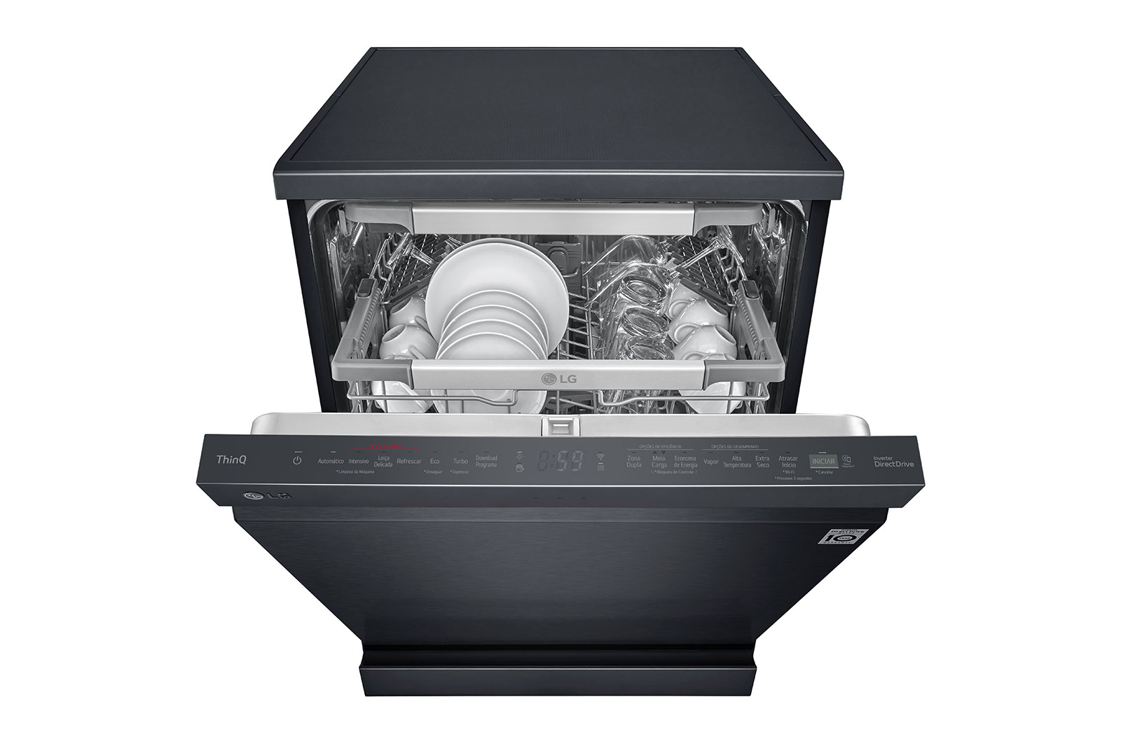 LG Máquina de Lavar Loi?a | 14 conjuntos | Etiqueta energética C | QuadWash? | EasyRack? | TrueSteam? | Abertura automática de porta, DF455HMS