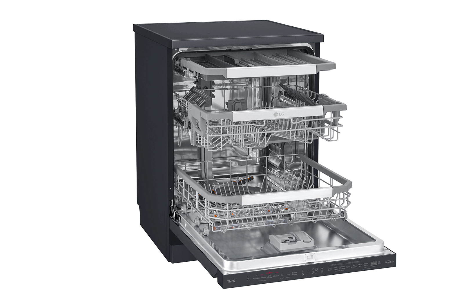 LG Máquina de Lavar Loi?a | 14 conjuntos | Etiqueta energética C | QuadWash? | EasyRack? | TrueSteam? | Abertura automática de porta, DF455HMS