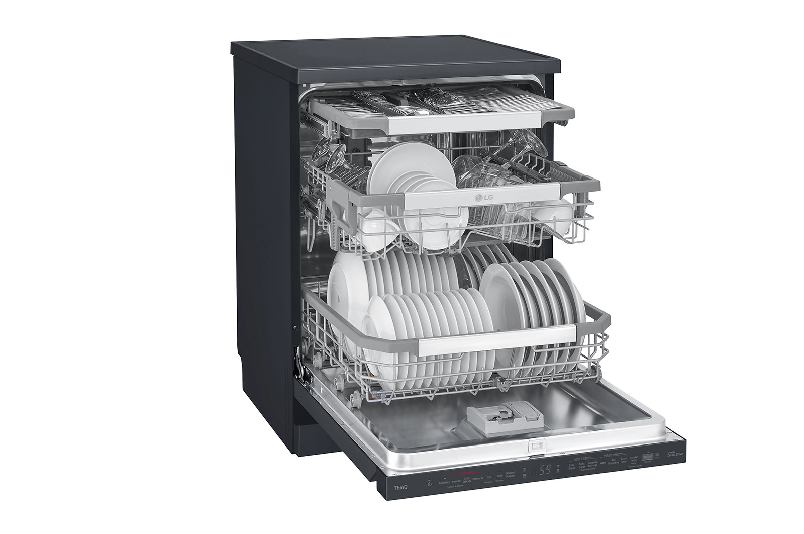LG Máquina de Lavar Loi?a | 14 conjuntos | Etiqueta energética C | QuadWash? | EasyRack? | TrueSteam? | Abertura automática de porta, DF455HMS