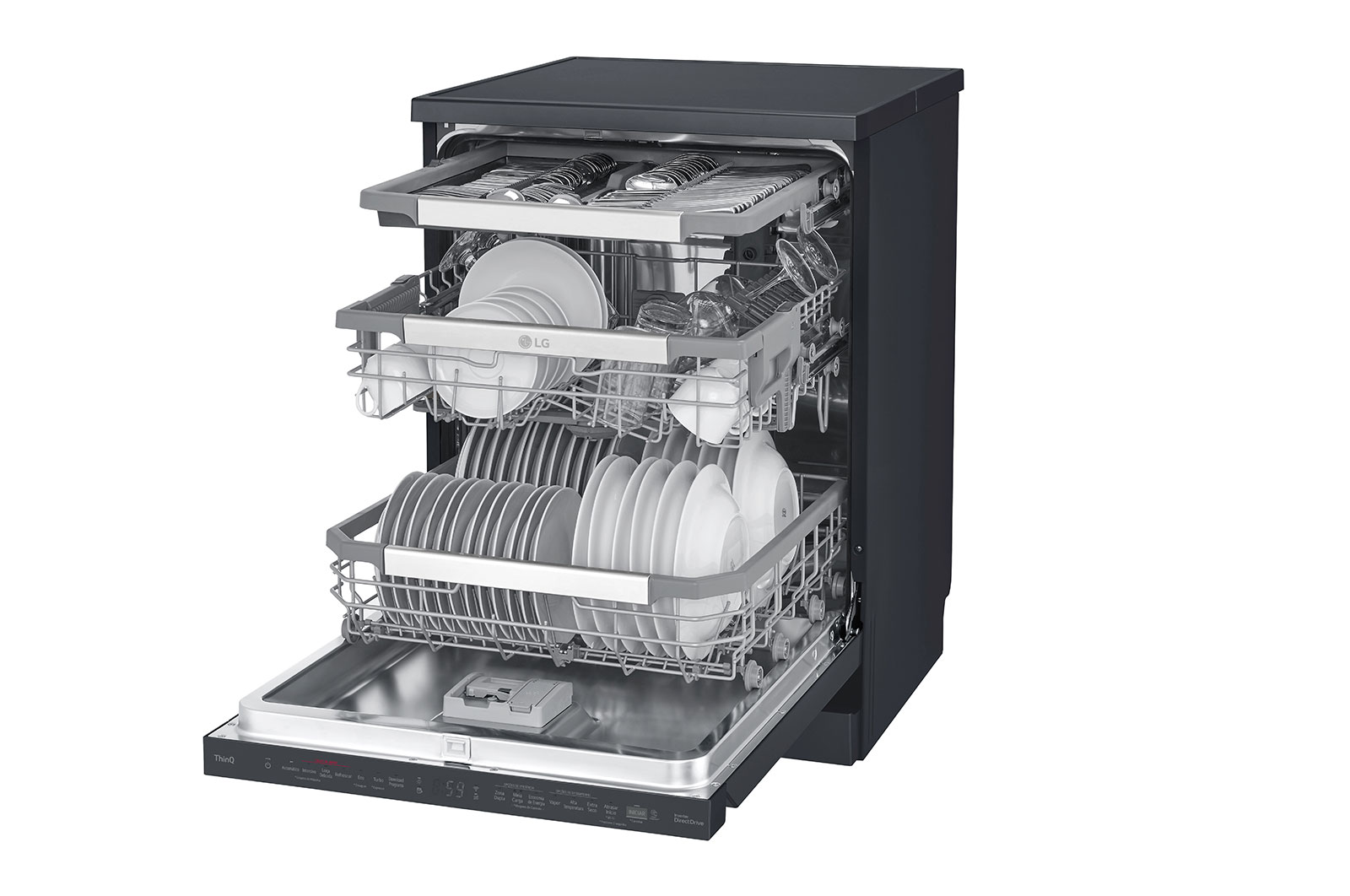 LG Máquina de Lavar Loi?a | 14 conjuntos | Etiqueta energética C | QuadWash? | EasyRack? | TrueSteam? | Abertura automática de porta, DF455HMS