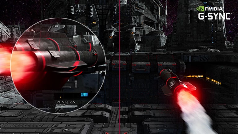 Compara??o de duas imagens com Modo OFF e compatível com G-SYNC