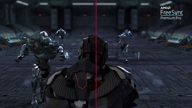 Compara??o de duas imagens com Modo OFF e compatível com AMD FreeSync Premium Pro
