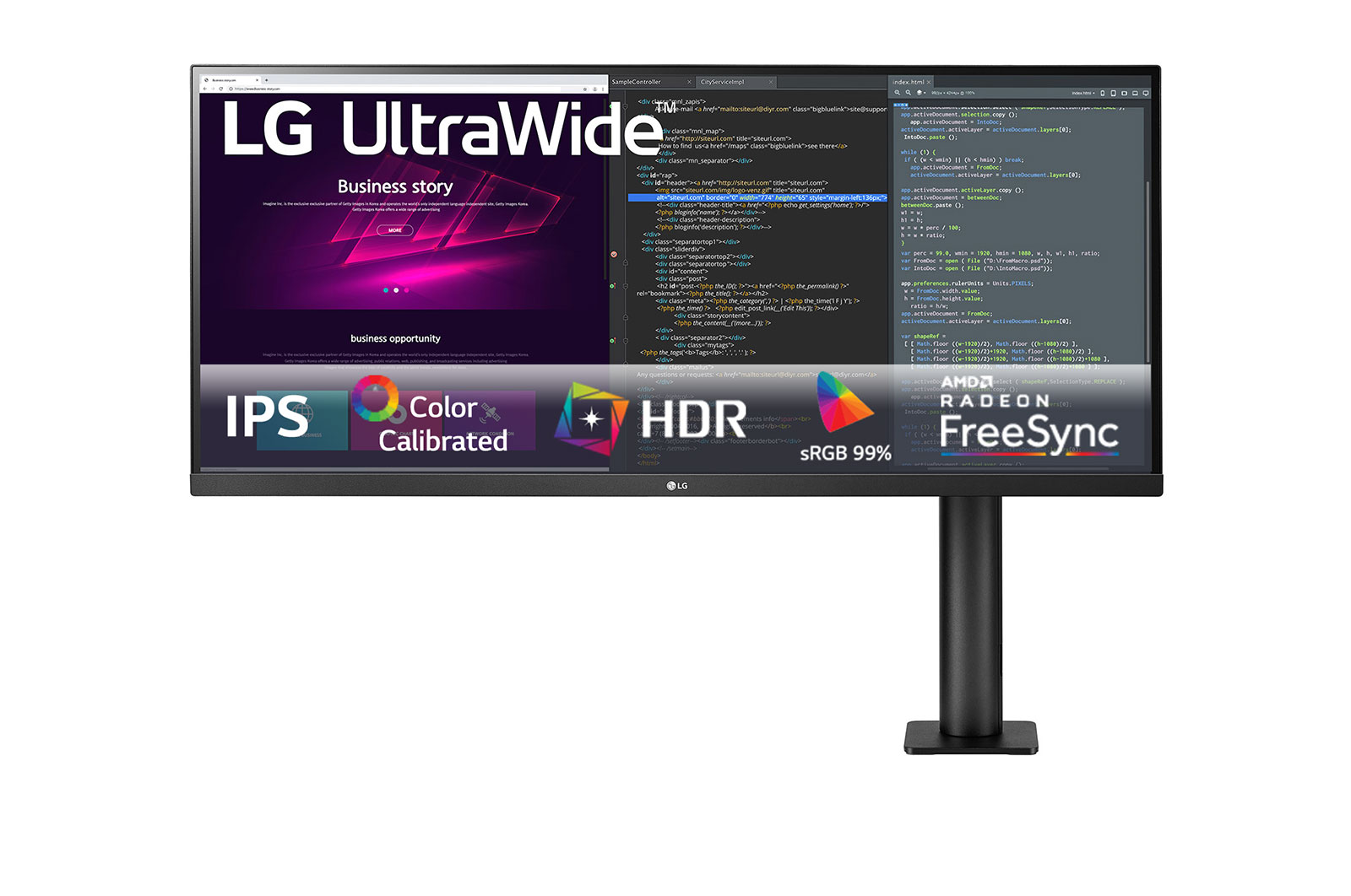vista frontal com o bra?o do monitor à direita