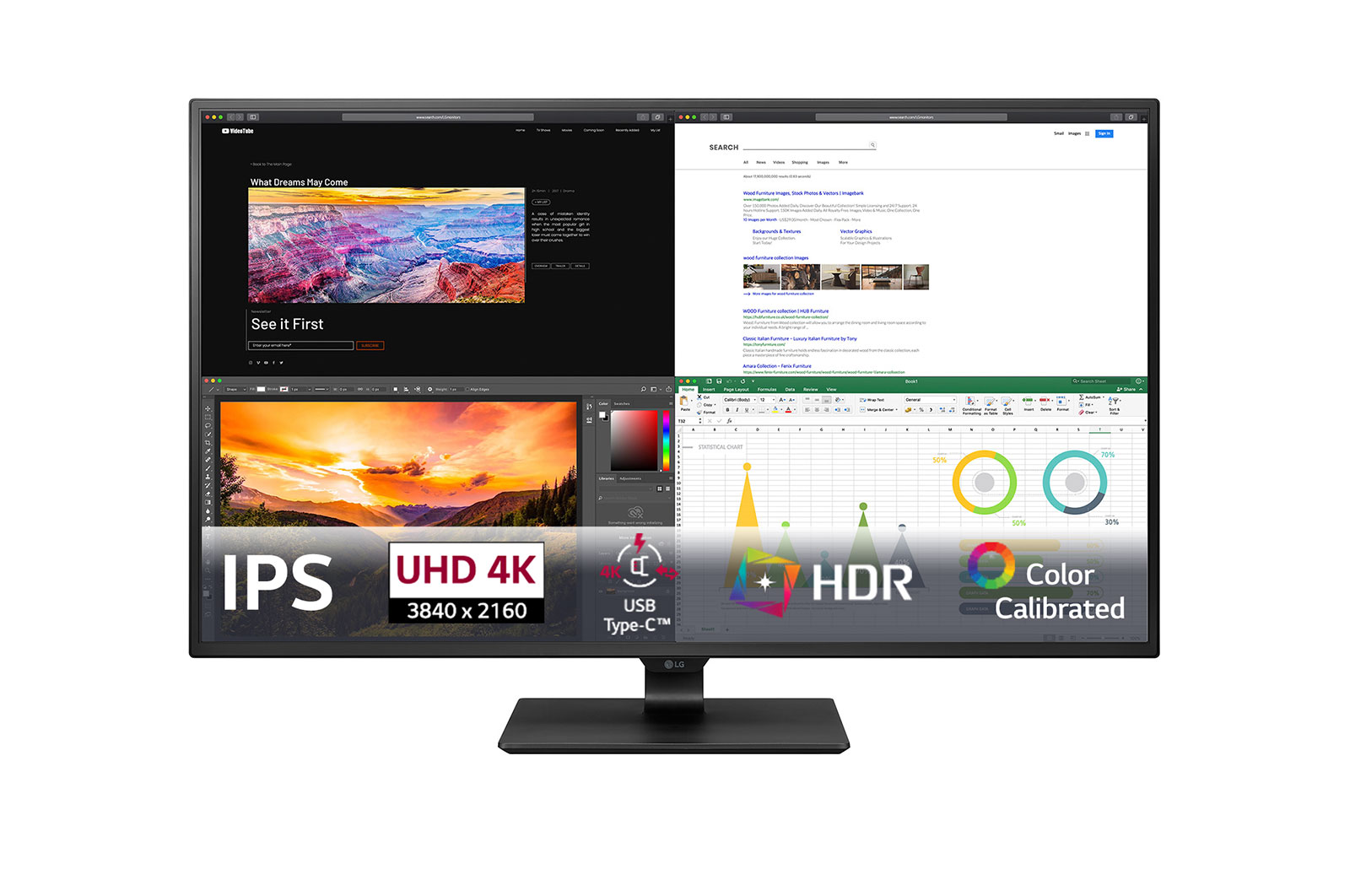 Vista frontal de Monitor IPS UHD 4K de 42,5 polegadas 43UN700-B