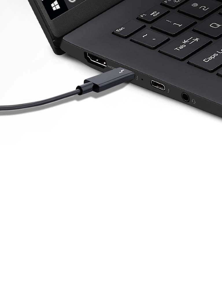 Oferta de Thunderbolt ? 4 para carregar, transferir e exibir com apenas uma liga??o