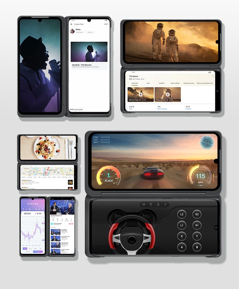 Várias op??es multitasking disponíveis com o Dual Screen.
