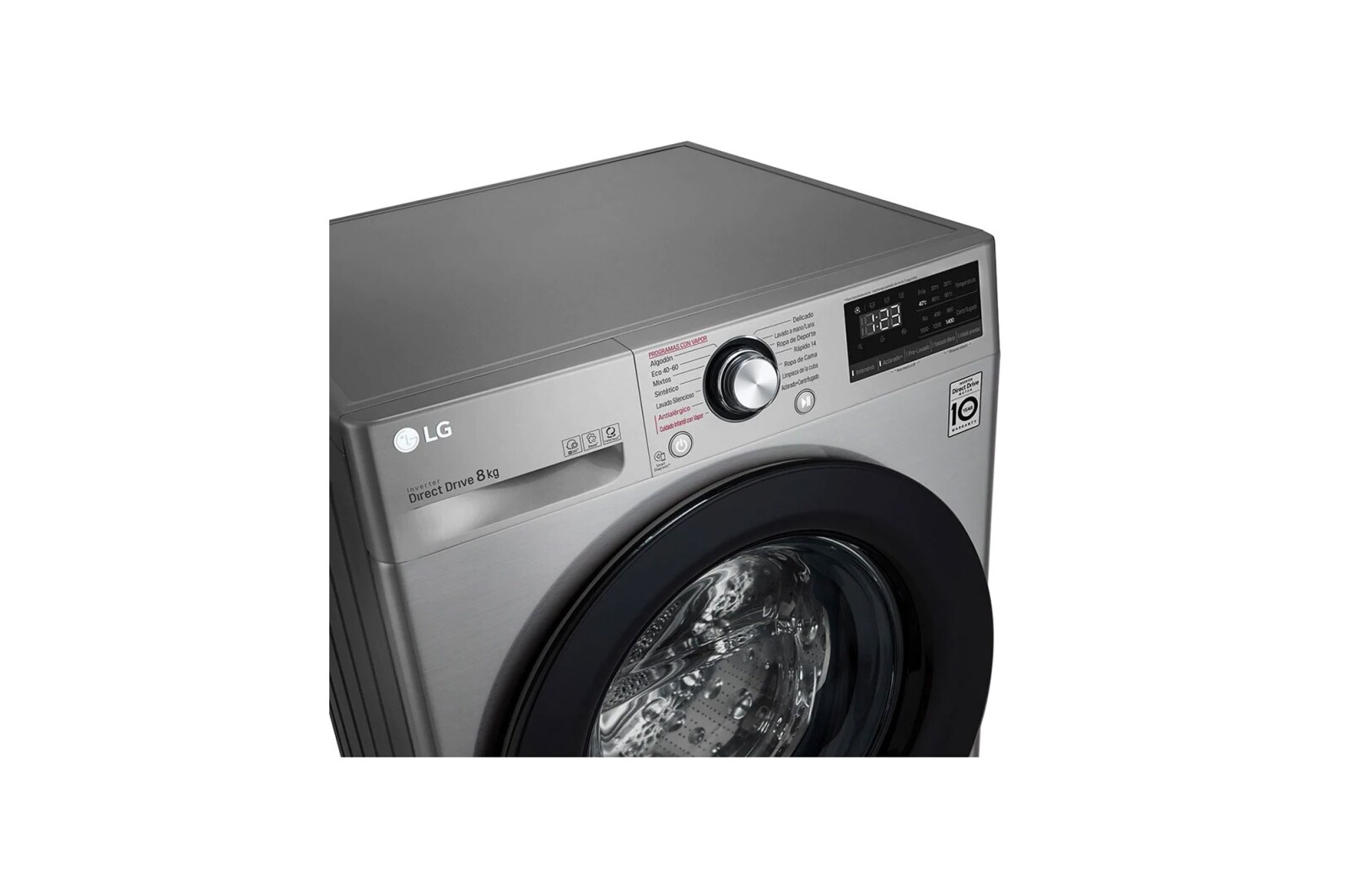 LG Máquina de lavar roupa slim LG F2WV5S85S2S, 8,5 kg, eficiência energética C, 1200 r.p.m., AI DD?, Steam?, TurboWash?, inox, F2WV5S85S2S