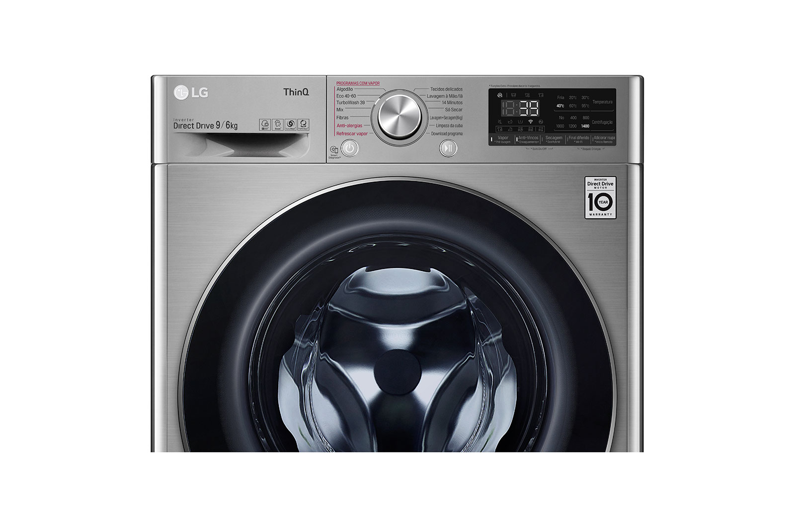 LG Máquina de lavar e secar roupa LG F4DV7009S2S, 9/6 kg, eficiência energética A/E, 1400 r.p.m., AI DD?, Steam?, TurboWash360?, EcoHybrid?, inox, F4DV7009S2S