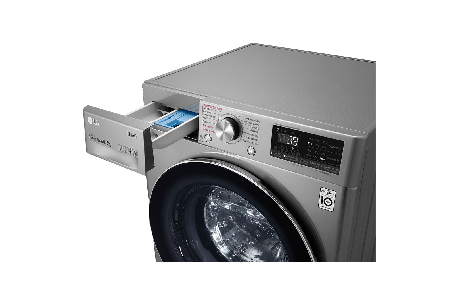 LG Máquina de lavar e secar roupa LG F4DV7009S2S, 9/6 kg, eficiência energética A/E, 1400 r.p.m., AI DD?, Steam?, TurboWash360?, EcoHybrid?, inox, F4DV7009S2S