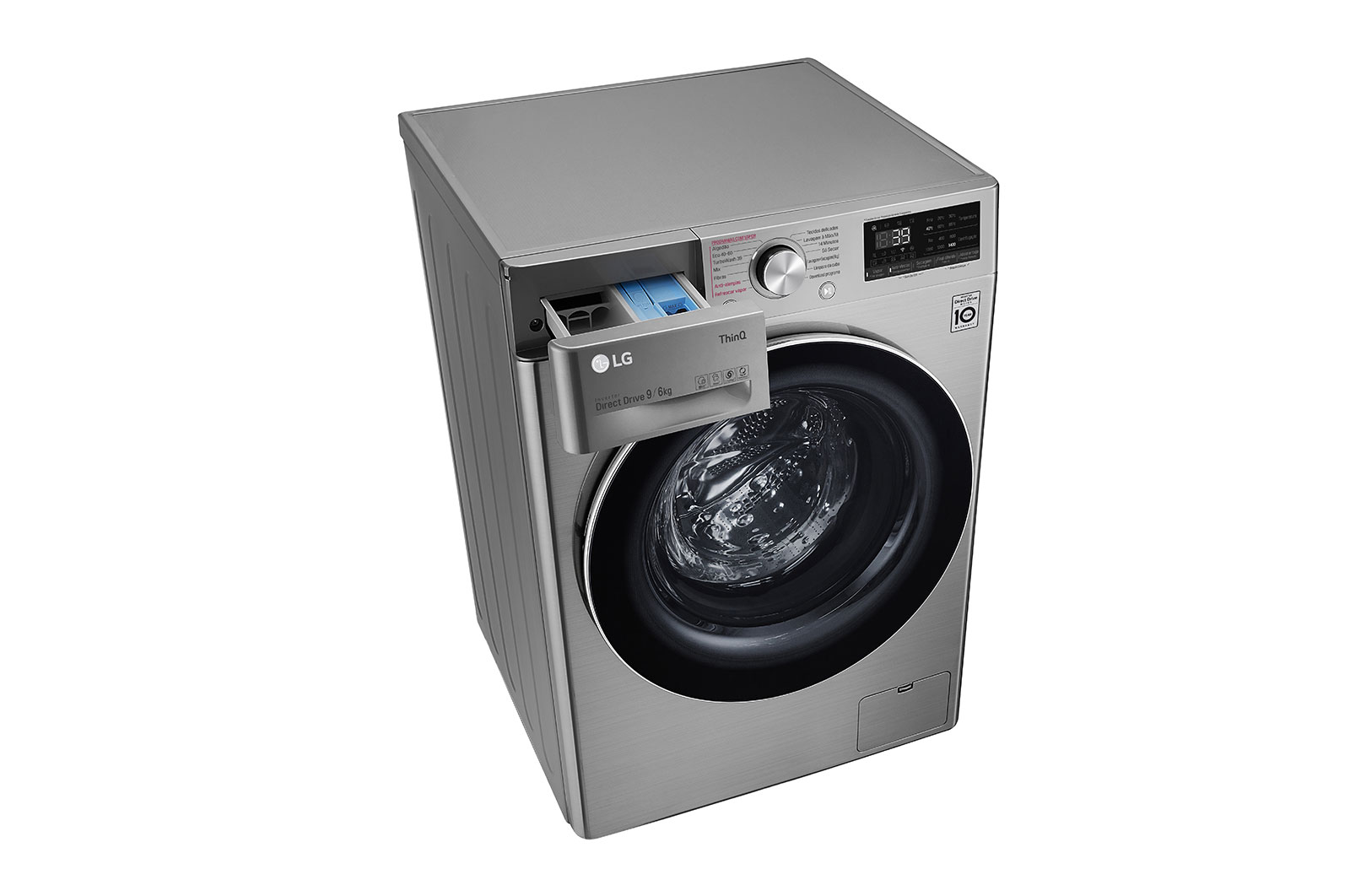 LG Máquina de lavar e secar roupa LG F4DV7009S2S, 9/6 kg, eficiência energética A/E, 1400 r.p.m., AI DD?, Steam?, TurboWash360?, EcoHybrid?, inox, F4DV7009S2S