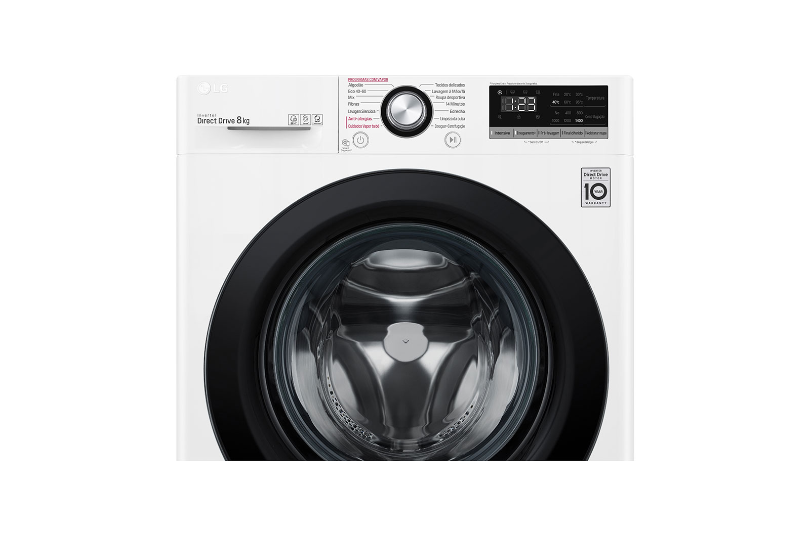 LG Máquina de lavar roupa LG F4WV3008S6W, 8 kg, eficiência energética C, 1400 r.p.m., AI DD?, Steam?, branco, F4WV3008S6W