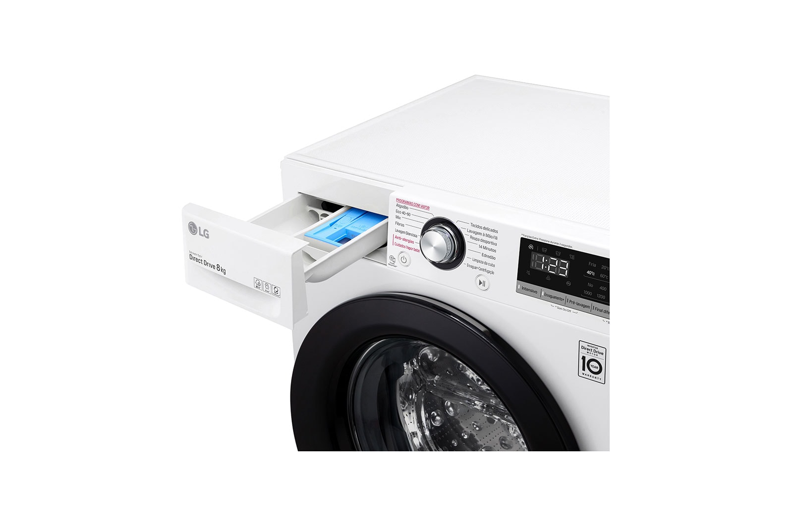 LG Máquina de lavar roupa LG F4WV3008S6W, 8 kg, eficiência energética C, 1400 r.p.m., AI DD?, Steam?, branco, F4WV3008S6W