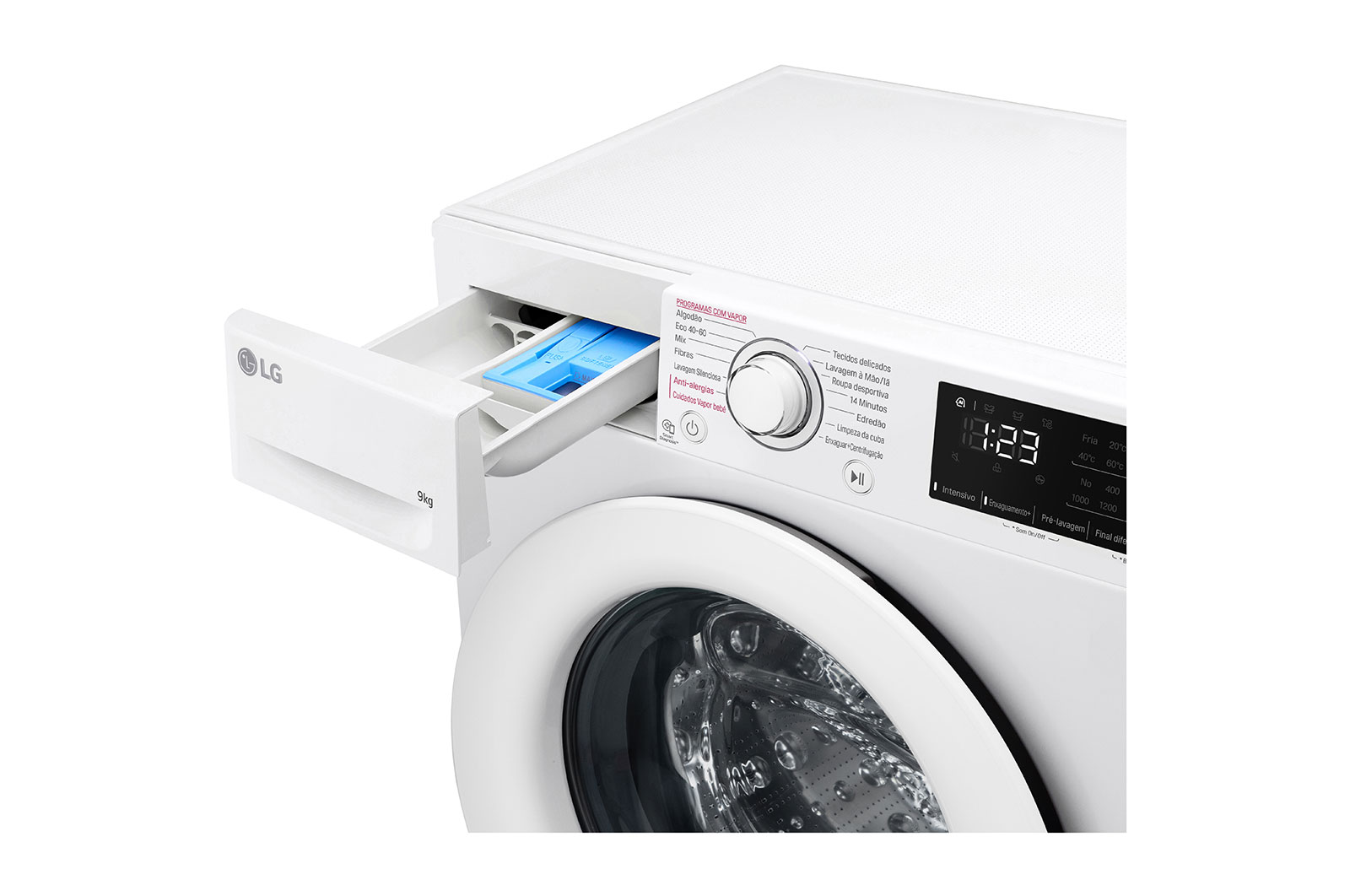 LG Máquina de lavar roupa LG F4WV3009S3W, 9 kg, eficiência energética B, 1400 r.p.m., AI DD?, Steam?, branco, F4WV3009S3W