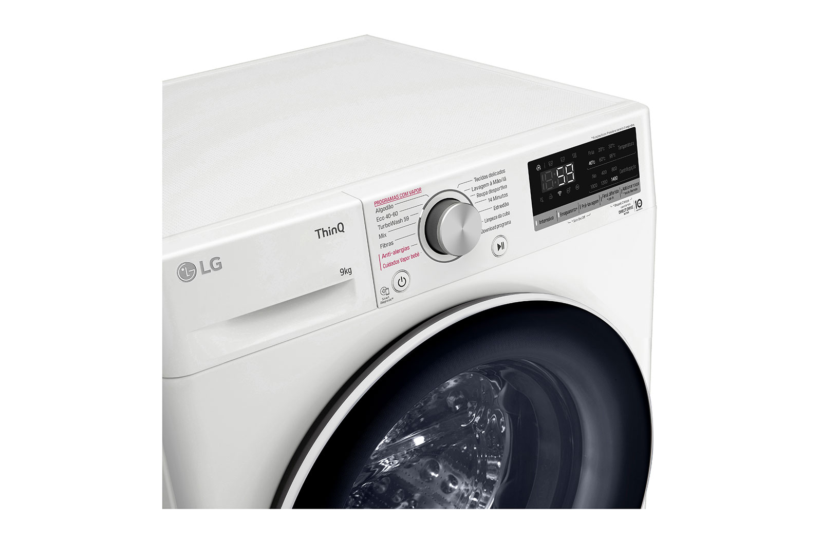 LG Máquina de lavar roupa LG F4WV5009S0W, 9 kg, eficiência energética B, 1400 r.p.m., AI DD?, Steam?, TurboWash?, branco, F4WV5009S0W