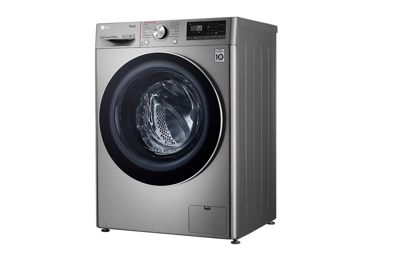 LG Máquina de lavar roupa LG F4WV7010S2S, 10,5 kg, eficiência energética A, 1400 r.p.m., AI DD?, Steam?, TurboWash360?, inox, F4WV7010S2S