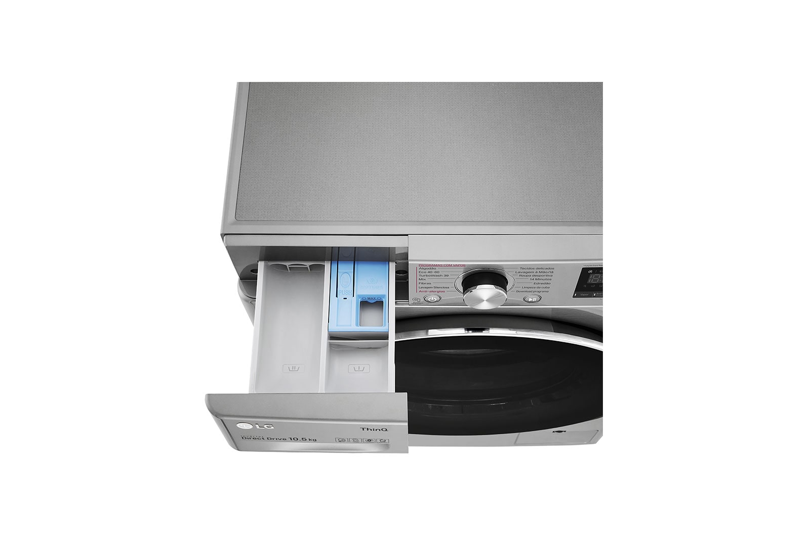 LG Máquina de lavar roupa LG F4WV7010S2S, 10,5 kg, eficiência energética A, 1400 r.p.m., AI DD?, Steam?, TurboWash360?, inox, F4WV7010S2S