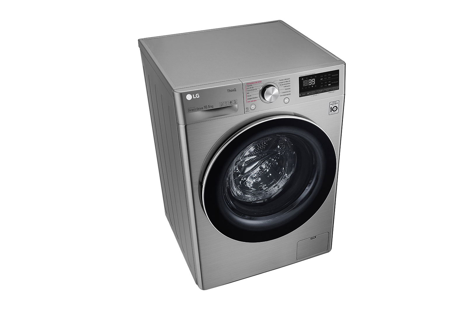 LG Máquina de lavar roupa LG F4WV7010S2S, 10,5 kg, eficiência energética A, 1400 r.p.m., AI DD?, Steam?, TurboWash360?, inox, F4WV7010S2S