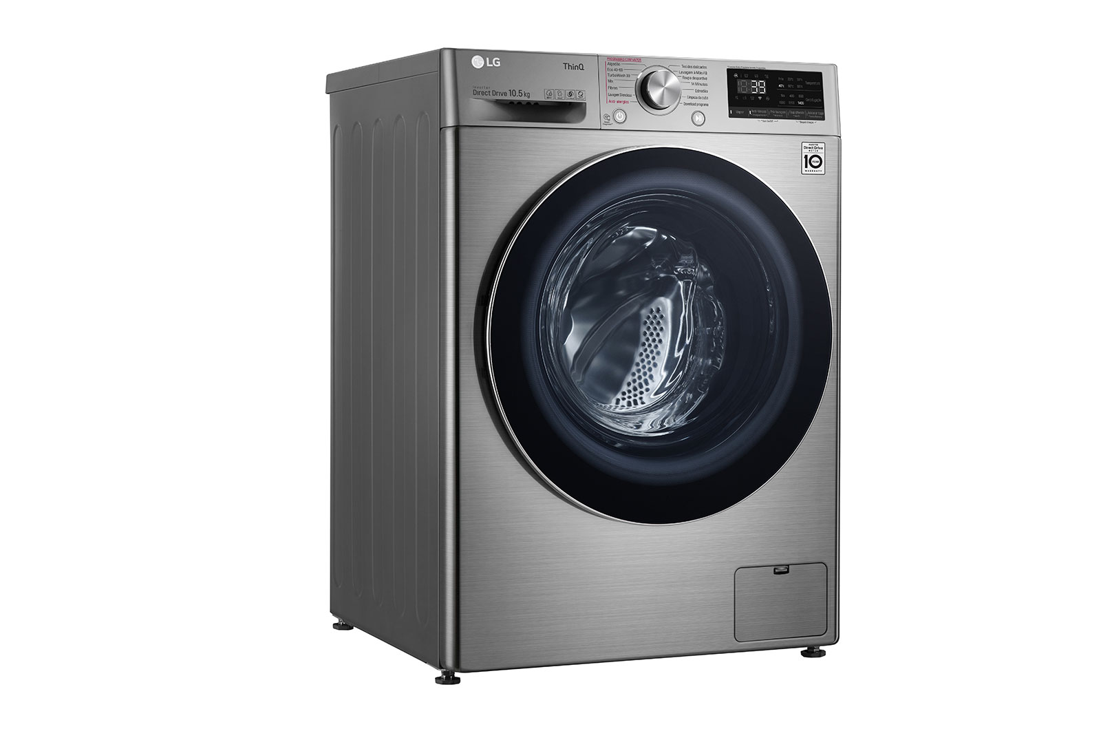LG Máquina de lavar roupa LG F4WV7010S2S, 10,5 kg, eficiência energética A, 1400 r.p.m., AI DD?, Steam?, TurboWash360?, inox, F4WV7010S2S