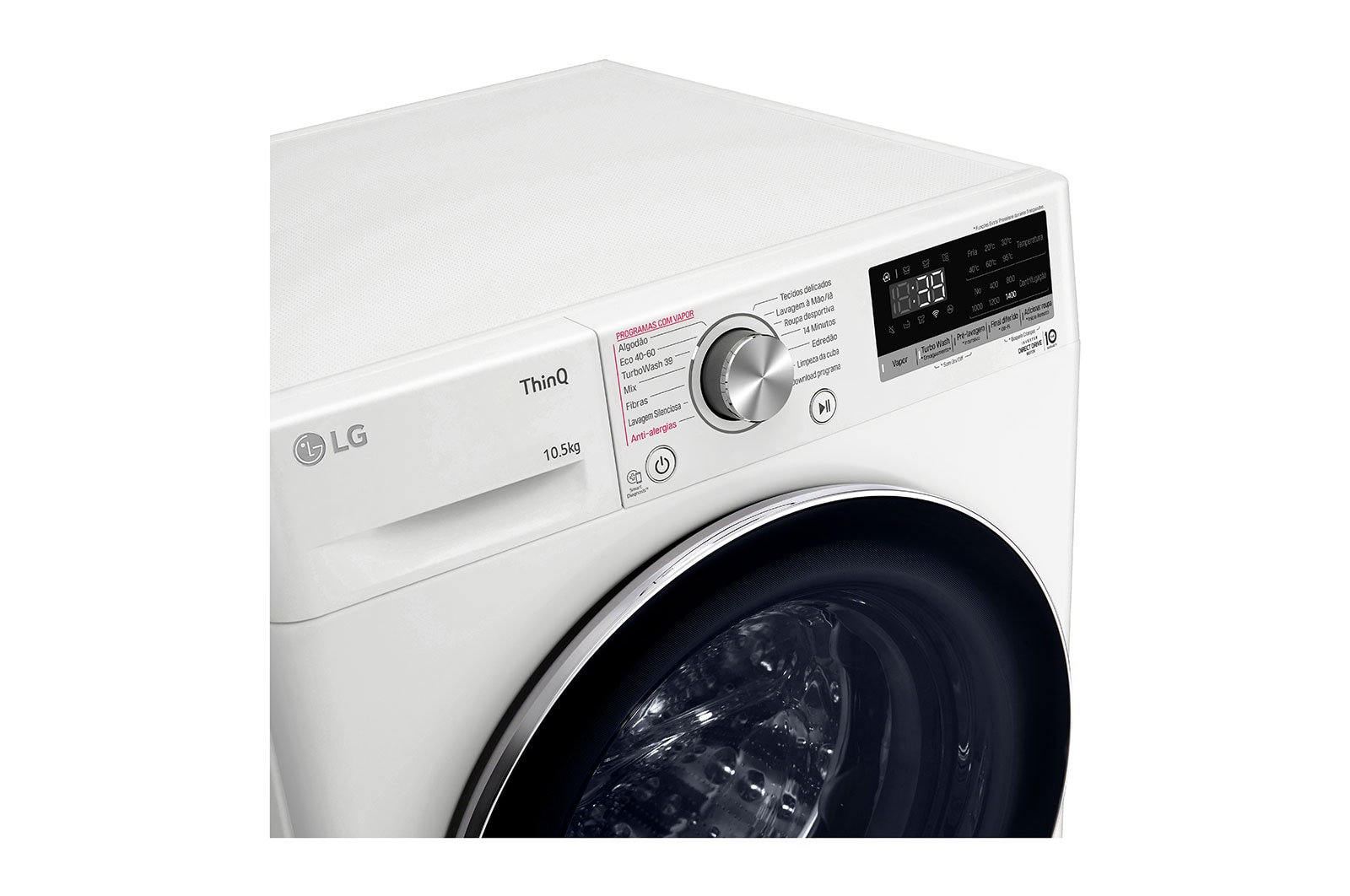 LG Máquina de lavar roupa LG F4WV7010S2W, 10,5 kg, eficiência energética A, 1400 r.p.m., AI DD?, Steam?, TurboWash360?, branco, F4WV7010S2W