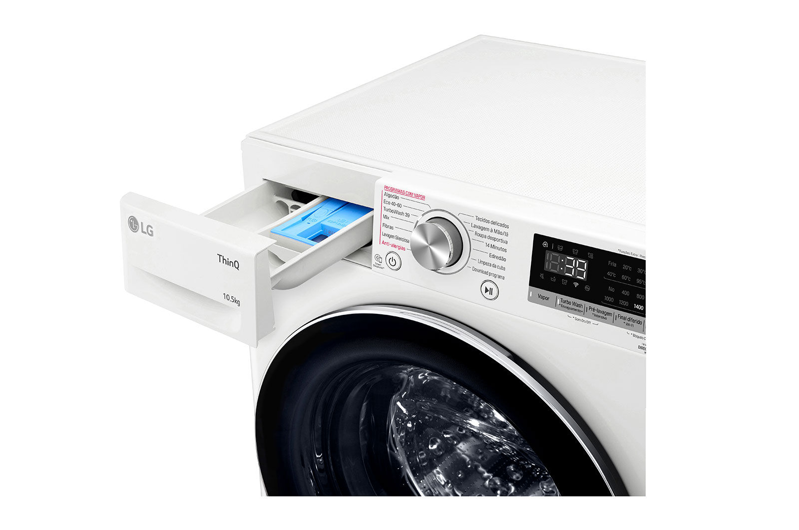 LG Máquina de lavar roupa LG F4WV7010S2W, 10,5 kg, eficiência energética A, 1400 r.p.m., AI DD?, Steam?, TurboWash360?, branco, F4WV7010S2W