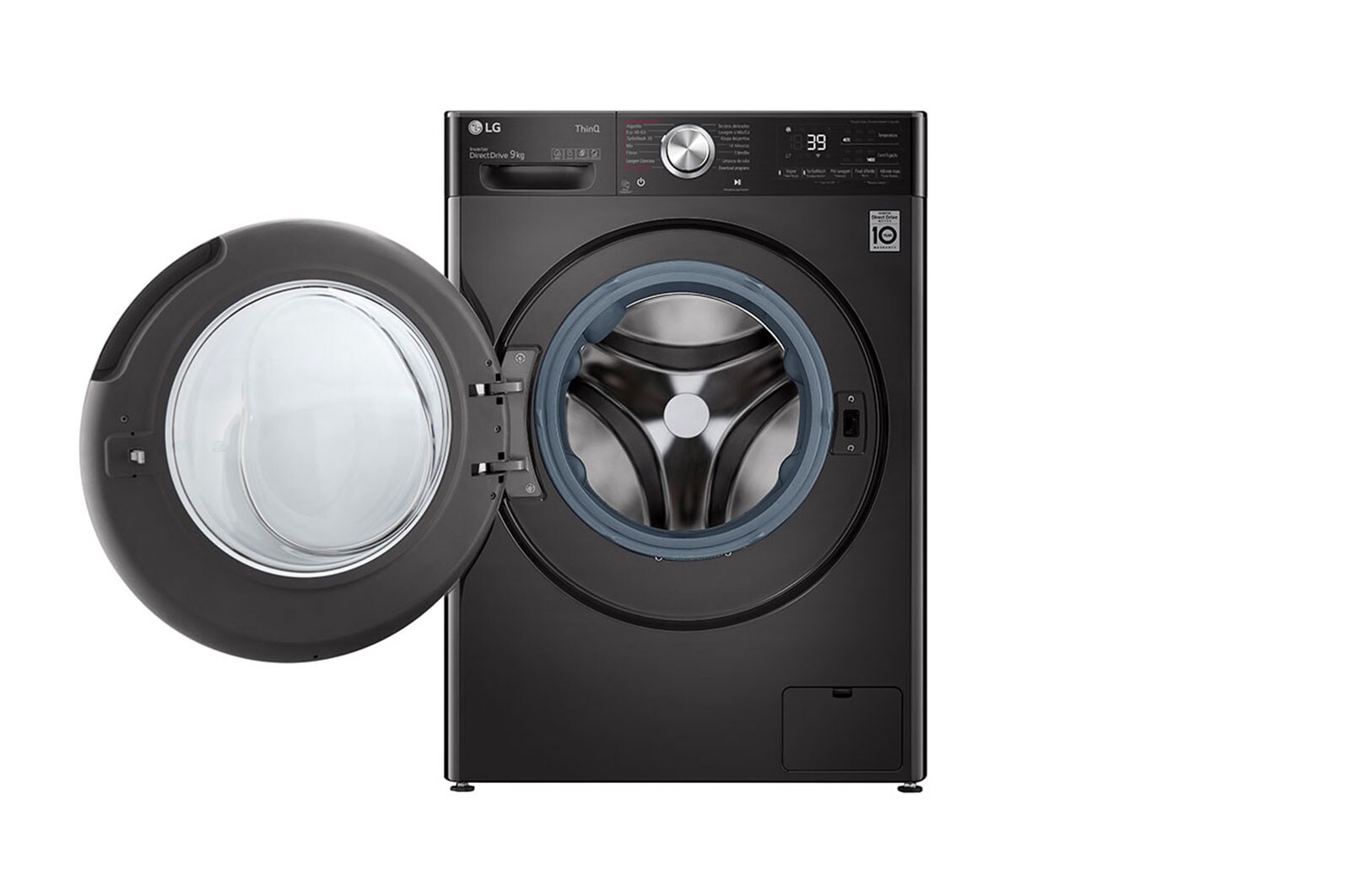 LG Máquina de lavar roupa LG F4WV9009P2B, 9 kg, eficiência energética A, 1400 r.p.m., AI DD?, Steam+?, TurboWash360?, preto, F4WV9009P2B