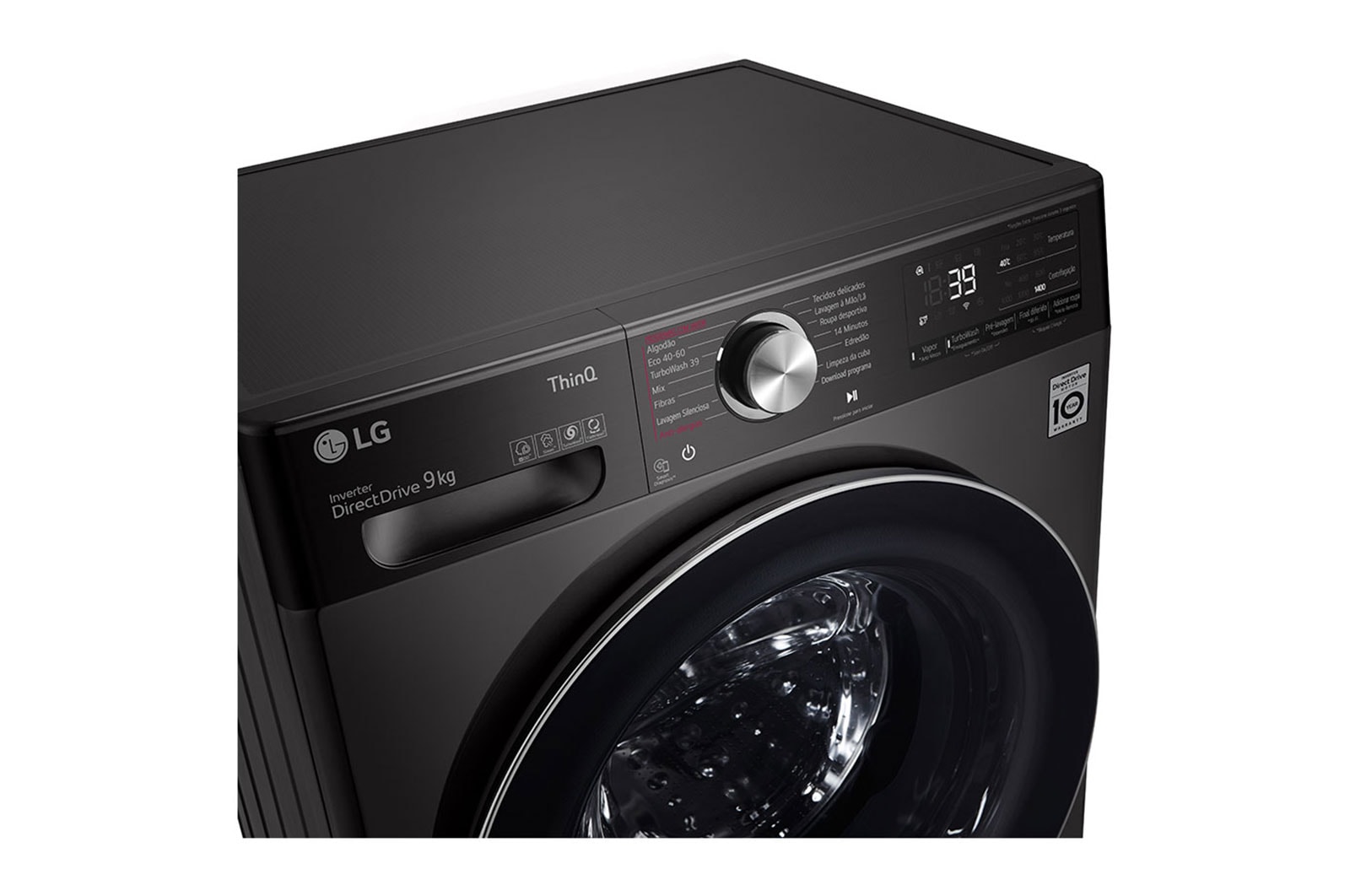 LG Máquina de lavar roupa LG F4WV9009P2B, 9 kg, eficiência energética A, 1400 r.p.m., AI DD?, Steam+?, TurboWash360?, preto, F4WV9009P2B