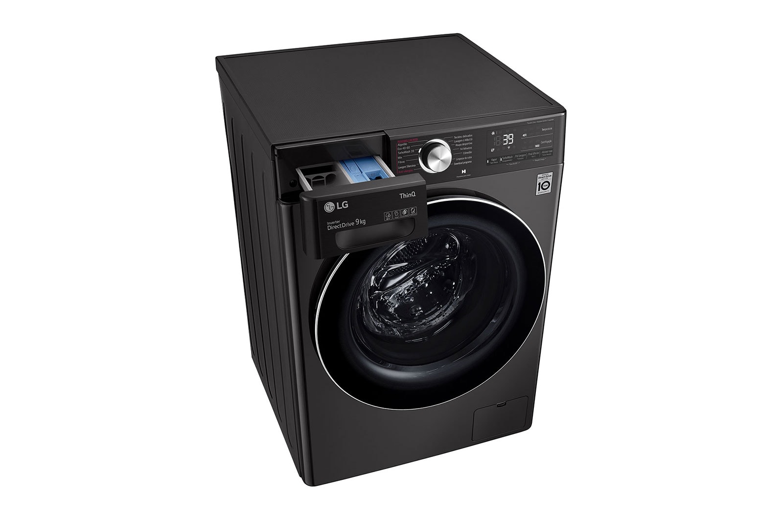 LG Máquina de lavar roupa LG F4WV9009P2B, 9 kg, eficiência energética A, 1400 r.p.m., AI DD?, Steam+?, TurboWash360?, preto, F4WV9009P2B