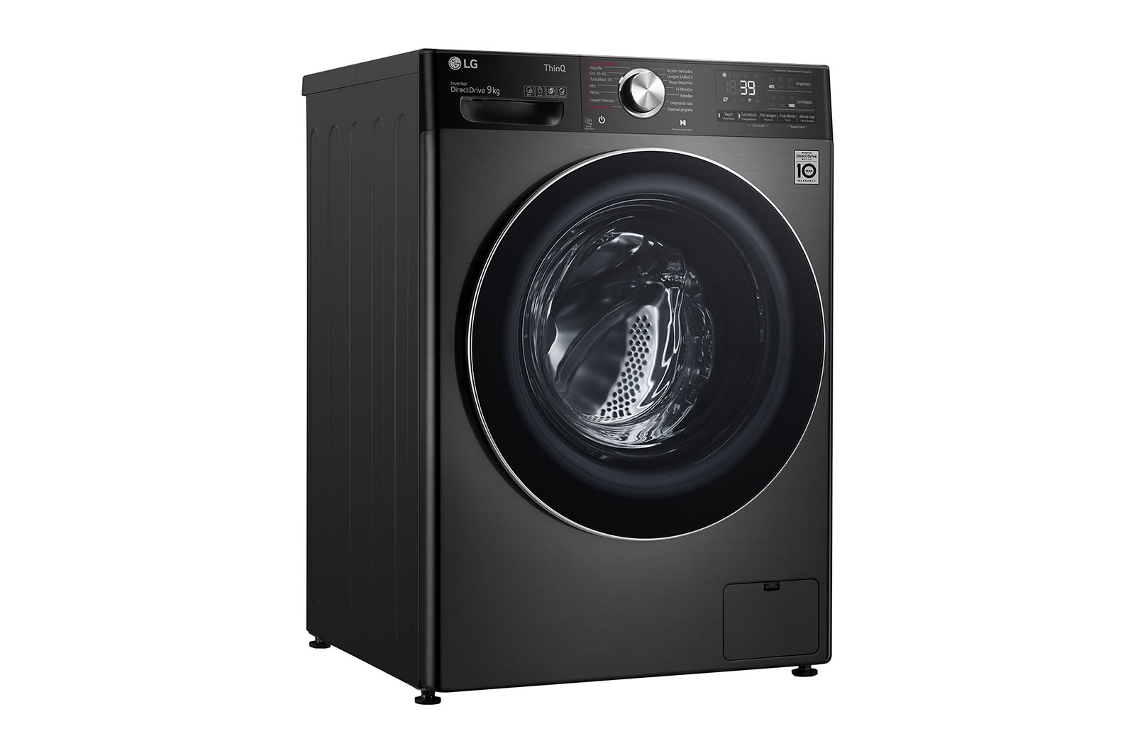 LG Máquina de lavar roupa LG F4WV9009P2B, 9 kg, eficiência energética A, 1400 r.p.m., AI DD?, Steam+?, TurboWash360?, preto, F4WV9009P2B
