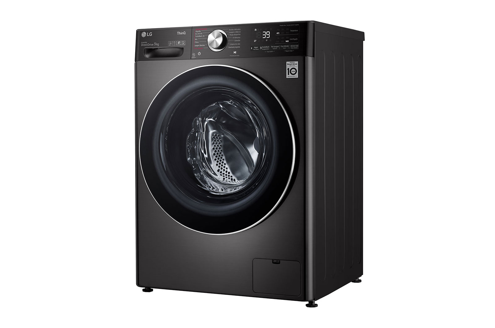 LG Máquina de lavar roupa LG F4WV9009P2B, 9 kg, eficiência energética A, 1400 r.p.m., AI DD?, Steam+?, TurboWash360?, preto, F4WV9009P2B