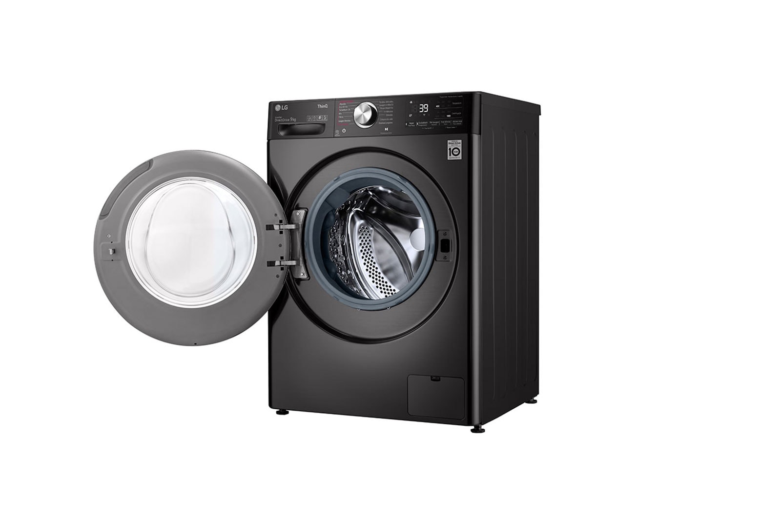 LG Máquina de lavar roupa LG F4WV9009P2B, 9 kg, eficiência energética A, 1400 r.p.m., AI DD?, Steam+?, TurboWash360?, preto, F4WV9009P2B