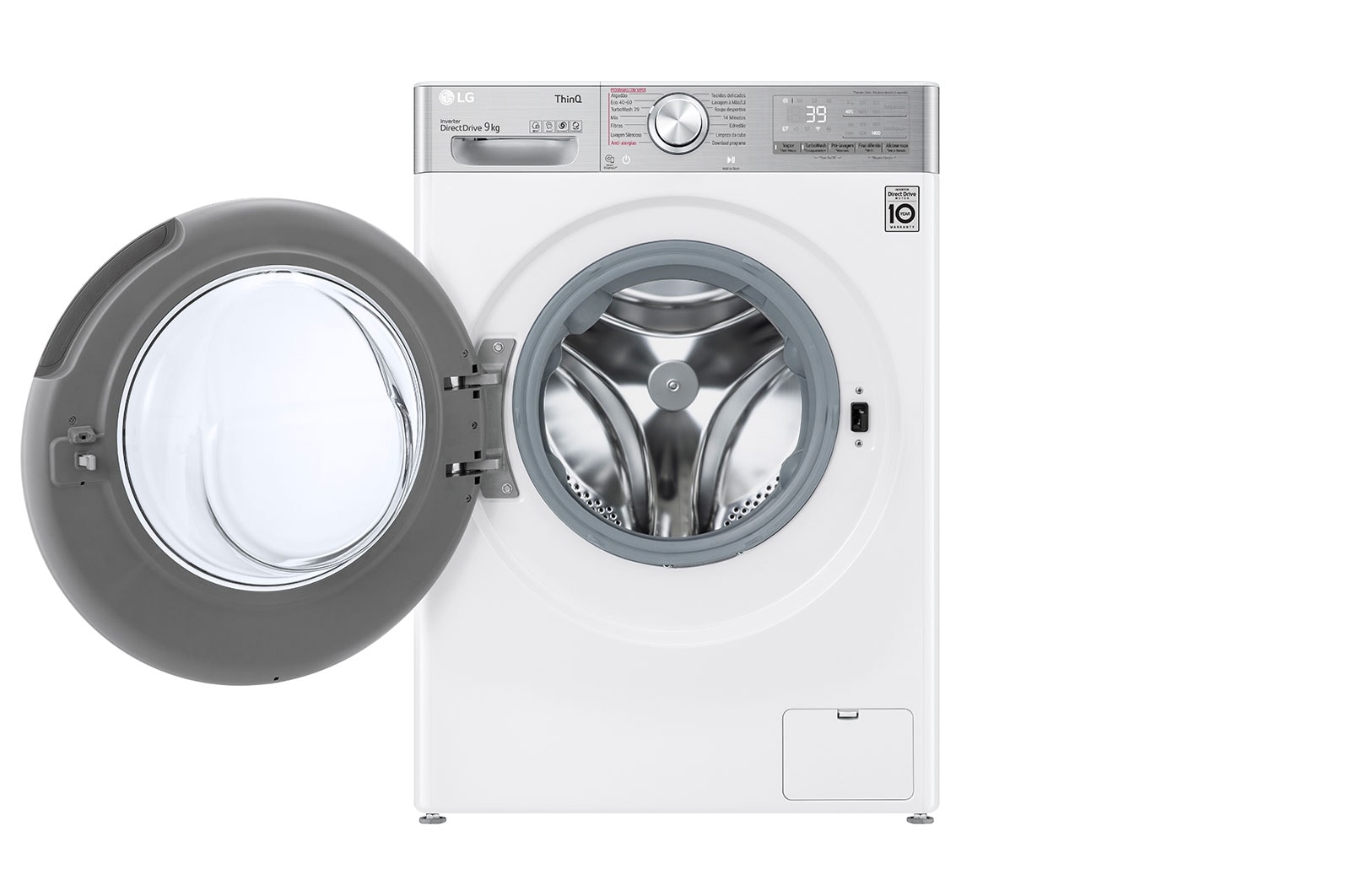 LG Máquina de lavar roupa LG F4WV9009P2W, 9 kg, eficiência energética A, 1400 r.p.m., AI DD?, Steam+?, TurboWash360?, branco, F4WV9009P2W