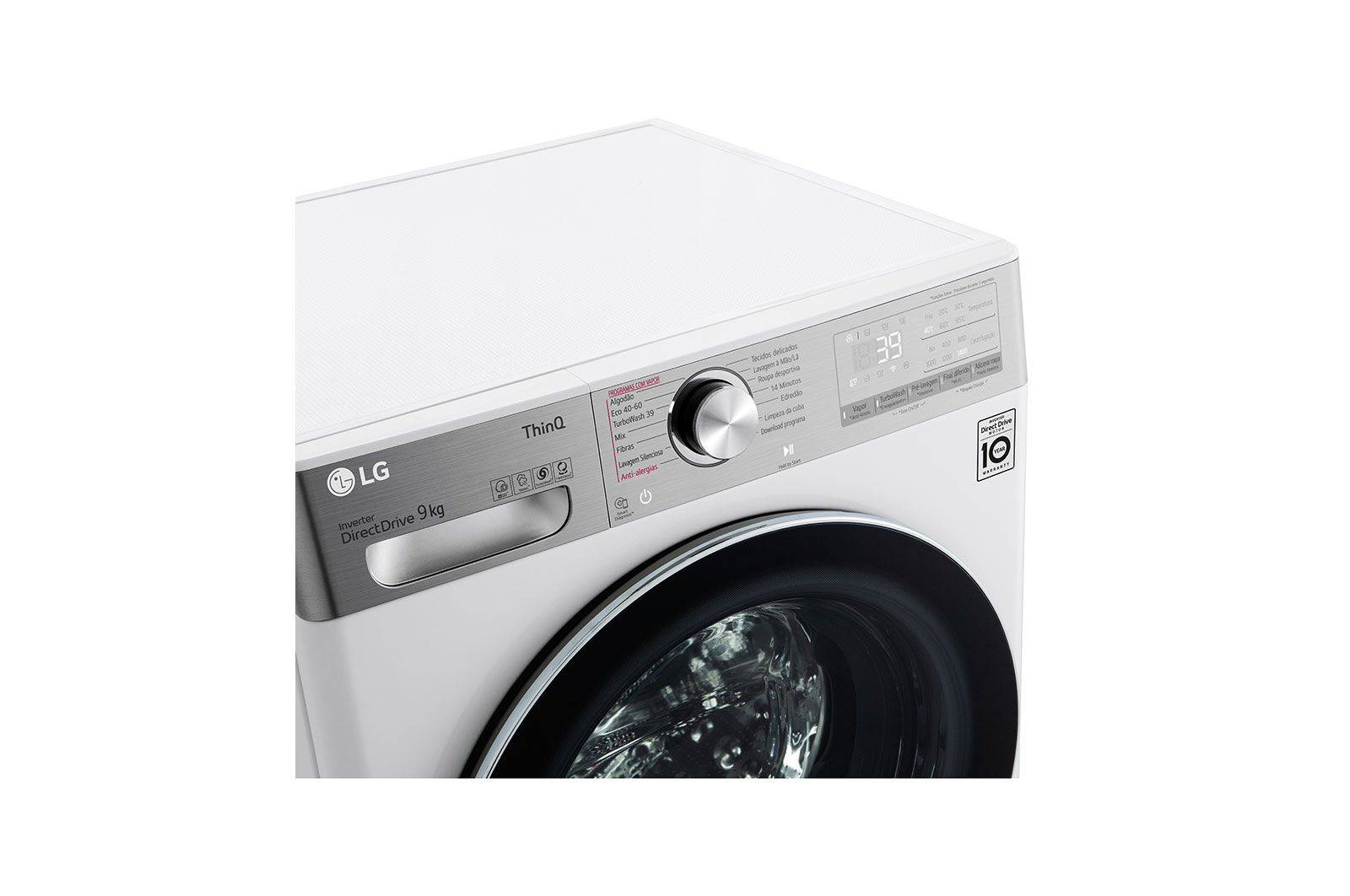 LG Máquina de lavar roupa LG F4WV9009P2W, 9 kg, eficiência energética A, 1400 r.p.m., AI DD?, Steam+?, TurboWash360?, branco, F4WV9009P2W
