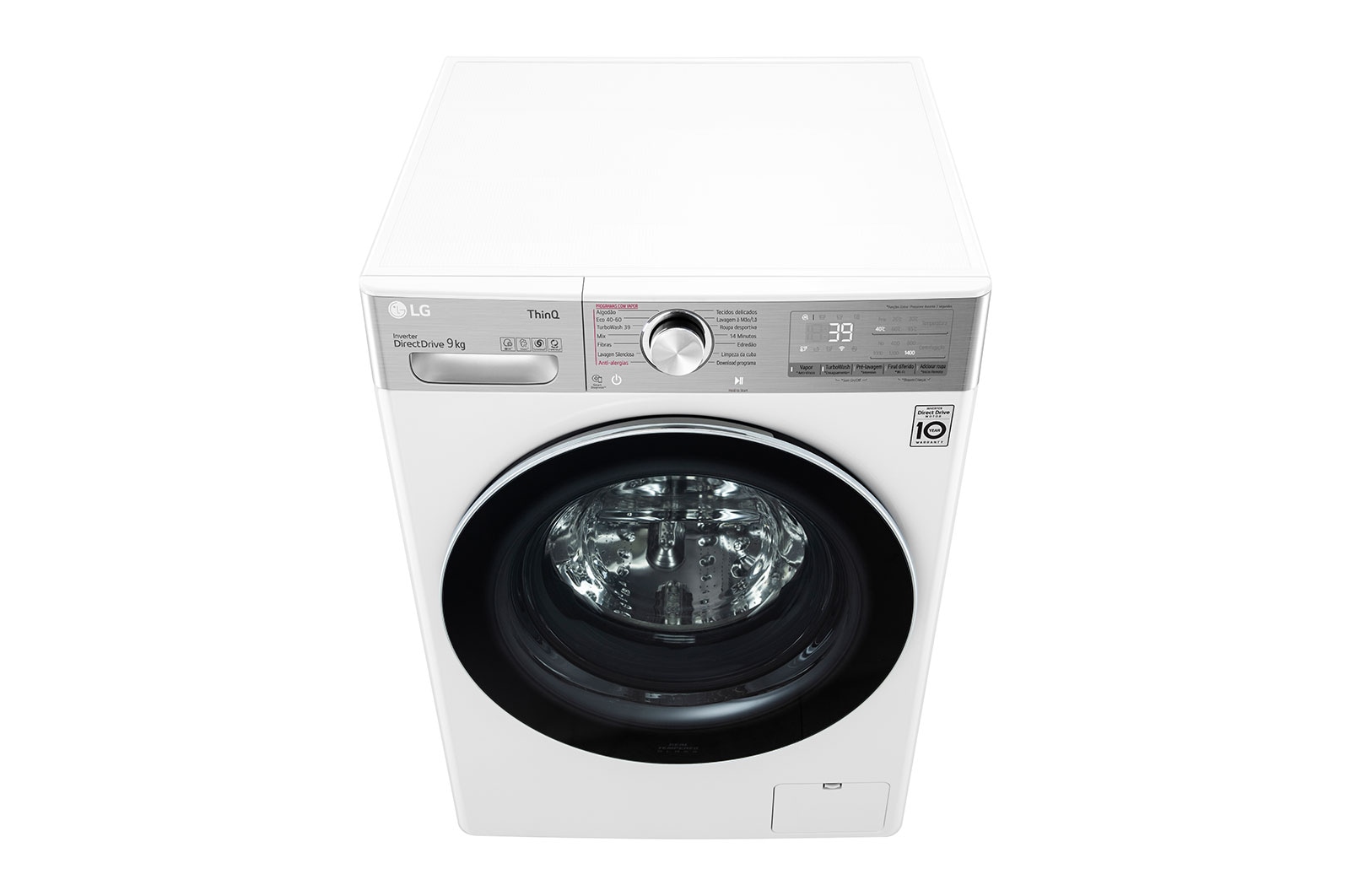 LG Máquina de lavar roupa LG F4WV9009P2W, 9 kg, eficiência energética A, 1400 r.p.m., AI DD?, Steam+?, TurboWash360?, branco, F4WV9009P2W