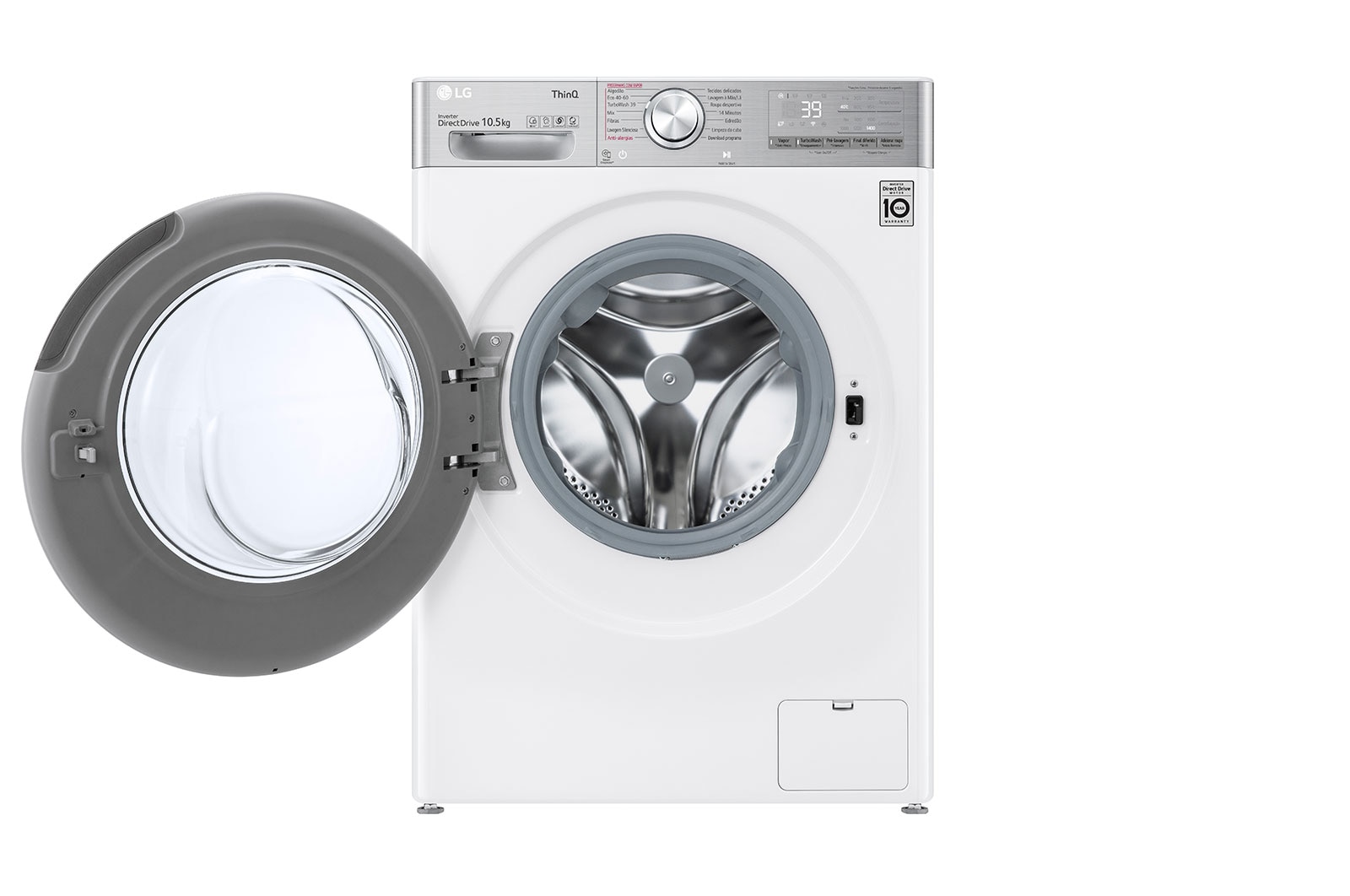 LG Máquina de lavar roupa LG F4WV9010P2W, 10,5 kg, eficiência energética A, 1400 r.p.m., AI DD?, Steam+?, TurboWash360?, branco, F4WV9010P2W