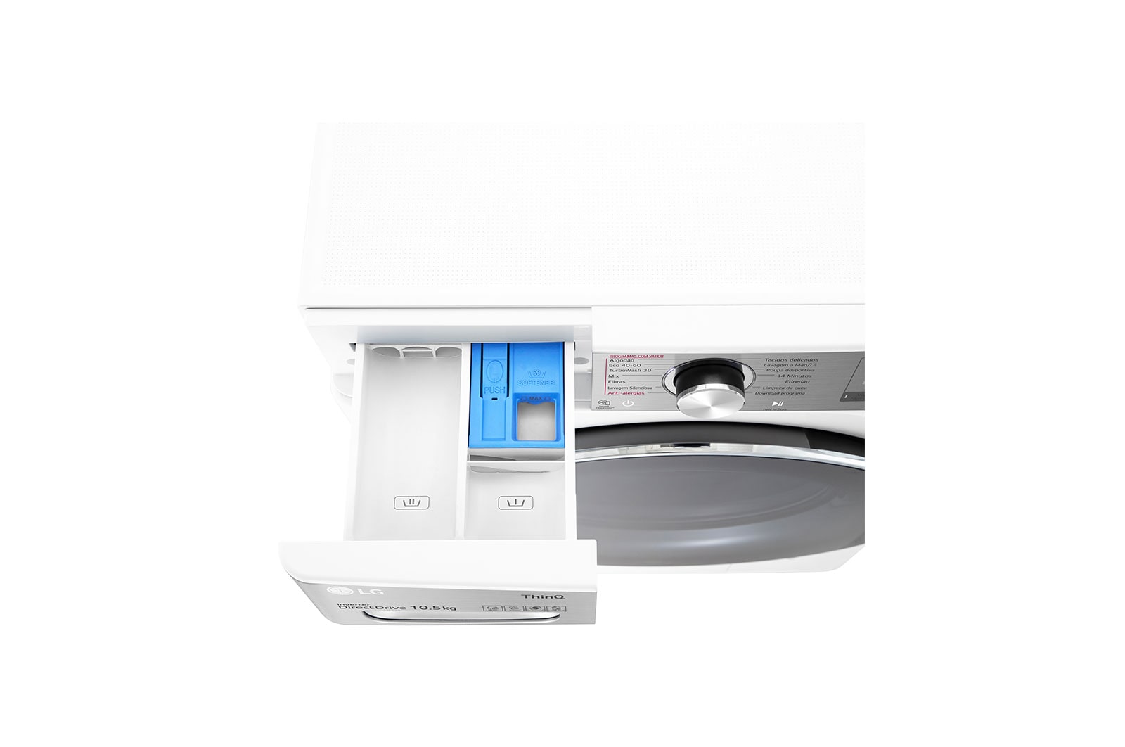 LG Máquina de lavar roupa LG F4WV9010P2W, 10,5 kg, eficiência energética A, 1400 r.p.m., AI DD?, Steam+?, TurboWash360?, branco, F4WV9010P2W