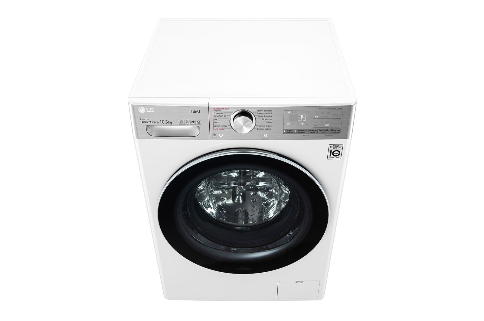 LG Máquina de lavar roupa LG F4WV9010P2W, 10,5 kg, eficiência energética A, 1400 r.p.m., AI DD?, Steam+?, TurboWash360?, branco, F4WV9010P2W