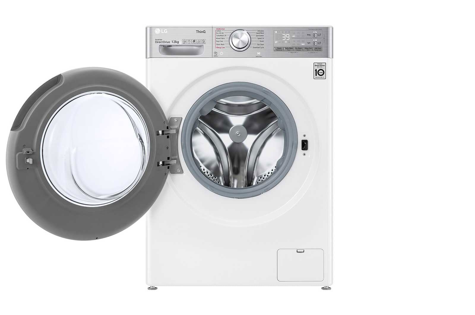 LG Máquina de lavar roupa LG F4WV9512P2W, 12 kg, eficiência energética A, 1400 r.p.m., AI DD?, Steam+?, TurboWash360?, ezDispense?, branco, F4WV9512P2W