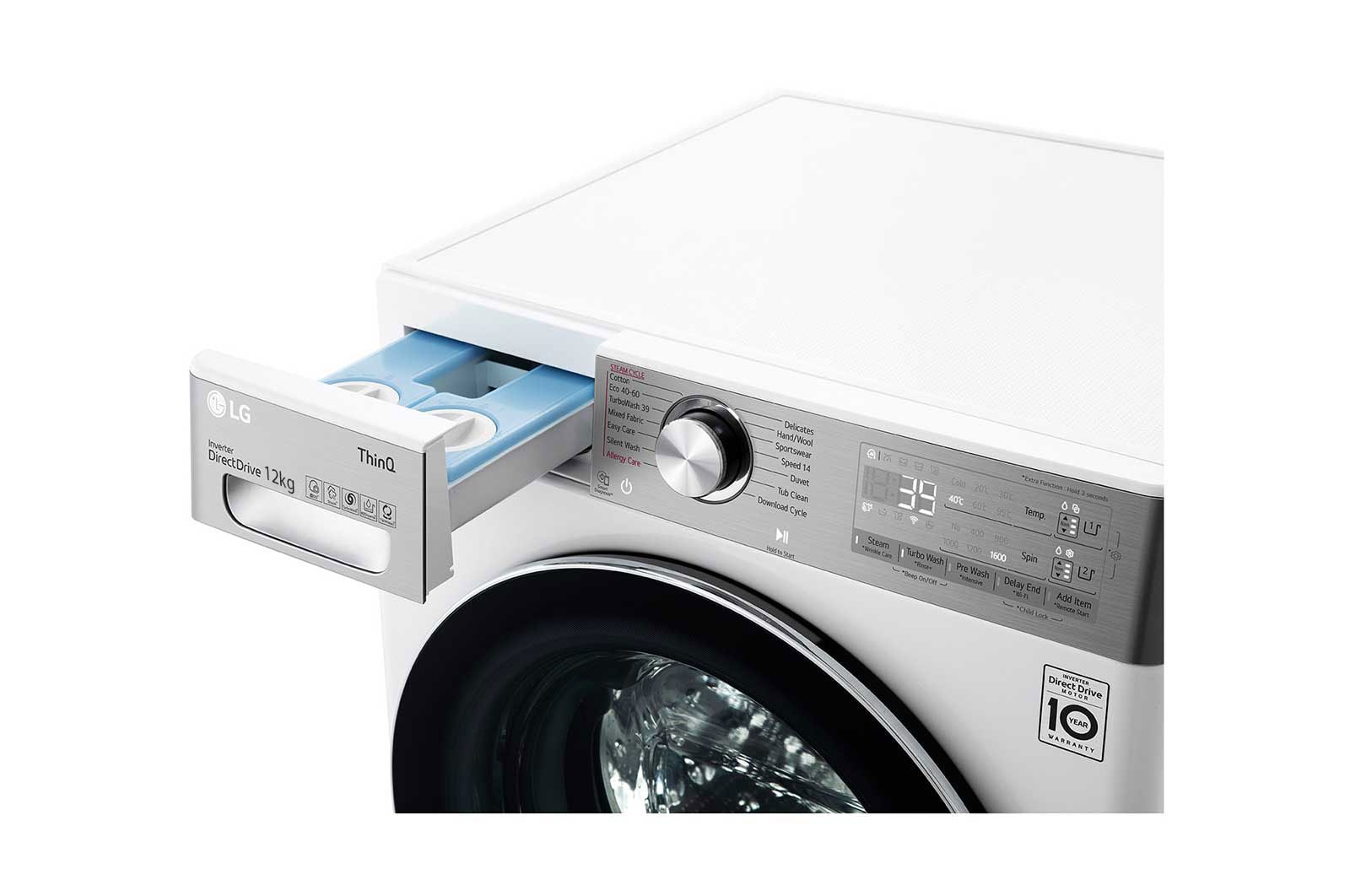 LG Máquina de lavar roupa LG F4WV9512P2W, 12 kg, eficiência energética A, 1400 r.p.m., AI DD?, Steam+?, TurboWash360?, ezDispense?, branco, F4WV9512P2W