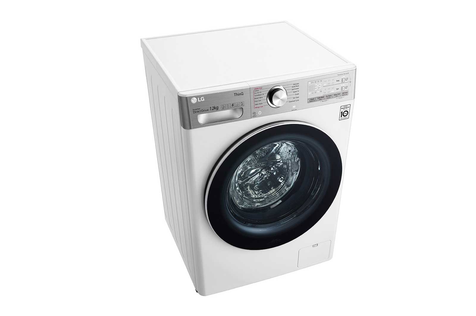LG Máquina de lavar roupa LG F4WV9512P2W, 12 kg, eficiência energética A, 1400 r.p.m., AI DD?, Steam+?, TurboWash360?, ezDispense?, branco, F4WV9512P2W
