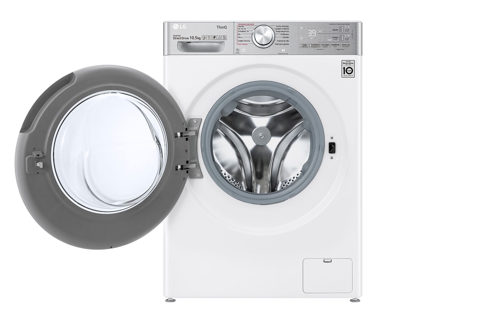 LG Máquina de lavar roupa LG F6WV9510P2W, 10,5 kg, eficiência energética A, 1600 r.p.m., AI DD?, Steam+?, TurboWash360?, ezDispense?, branco, F6WV9510P2W