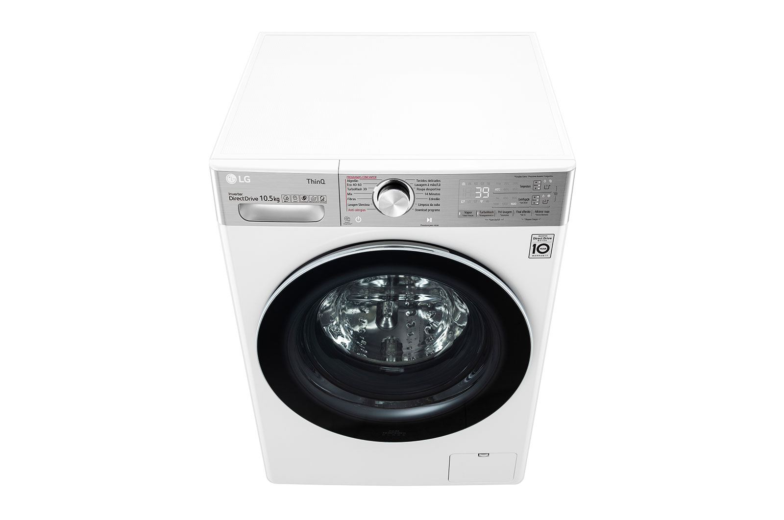 LG Máquina de lavar roupa LG F6WV9510P2W, 10,5 kg, eficiência energética A, 1600 r.p.m., AI DD?, Steam+?, TurboWash360?, ezDispense?, branco, F6WV9510P2W