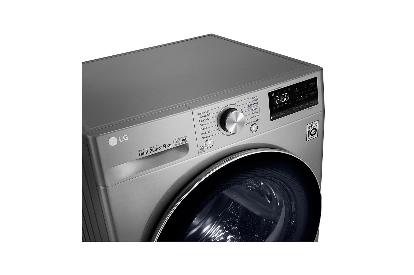 LG Máquina de secar roupa LG RC90V9EV2Q, 9 kg, Dual Inverter Heat Pump?, eficiência energética A+++, EcoHybrid?, limpeza automática do condensador, inox, RC90V9EV2Q