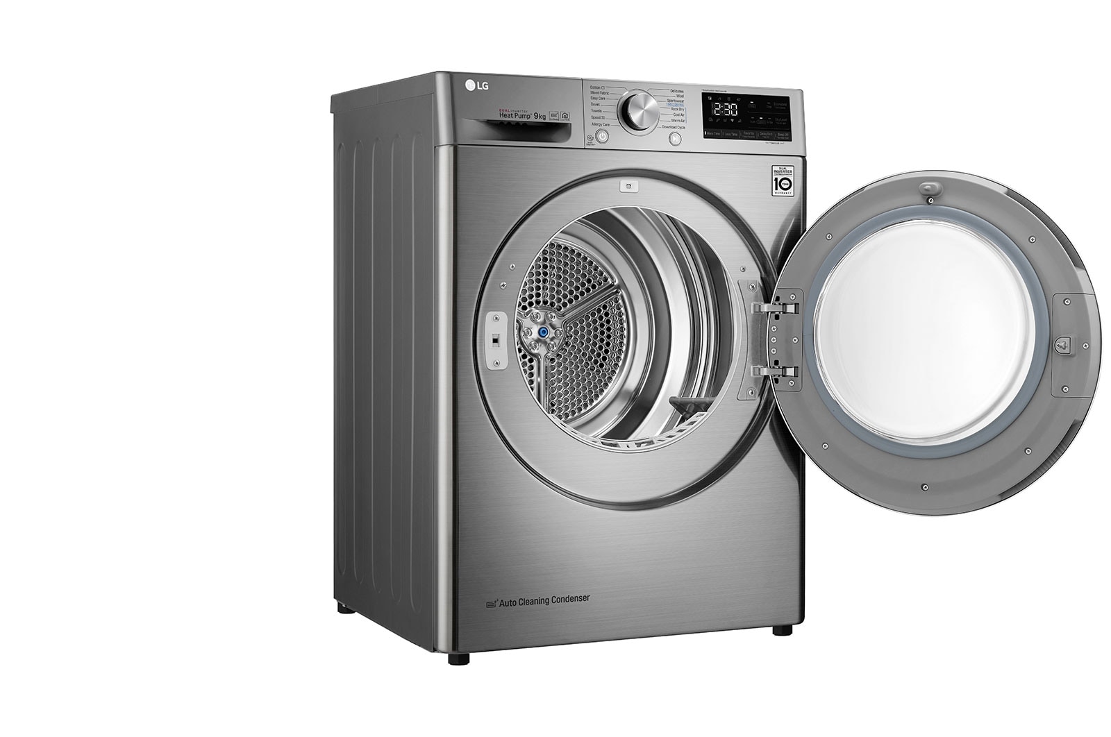 LG Máquina de secar roupa LG RC90V9EV2Q, 9 kg, Dual Inverter Heat Pump?, eficiência energética A+++, EcoHybrid?, limpeza automática do condensador, inox, RC90V9EV2Q